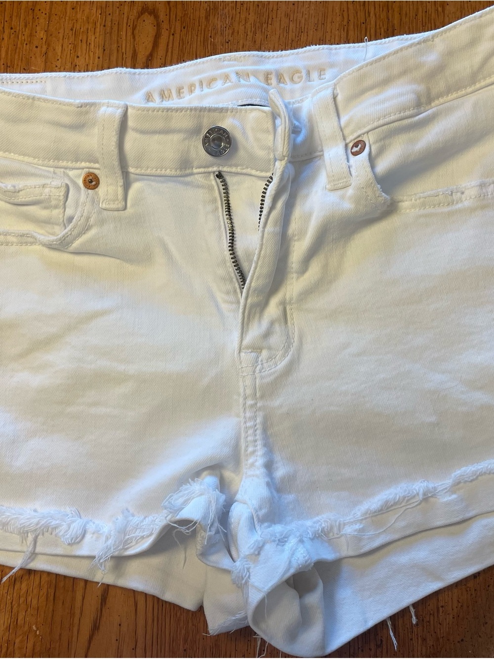 American Eagle Outfitters White Frayed Hem Denim Shorts
